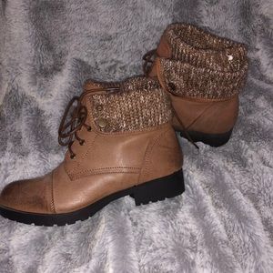 brown combat boots